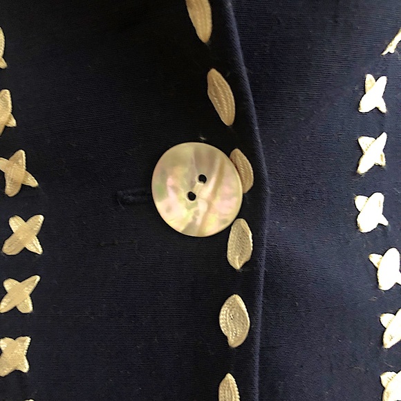 Sophie Sitbon Navy Linen Blend Jacket - Picture 3 of 8